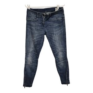 R13 jeans women's size 27 blue moto skinny ankle zip denim